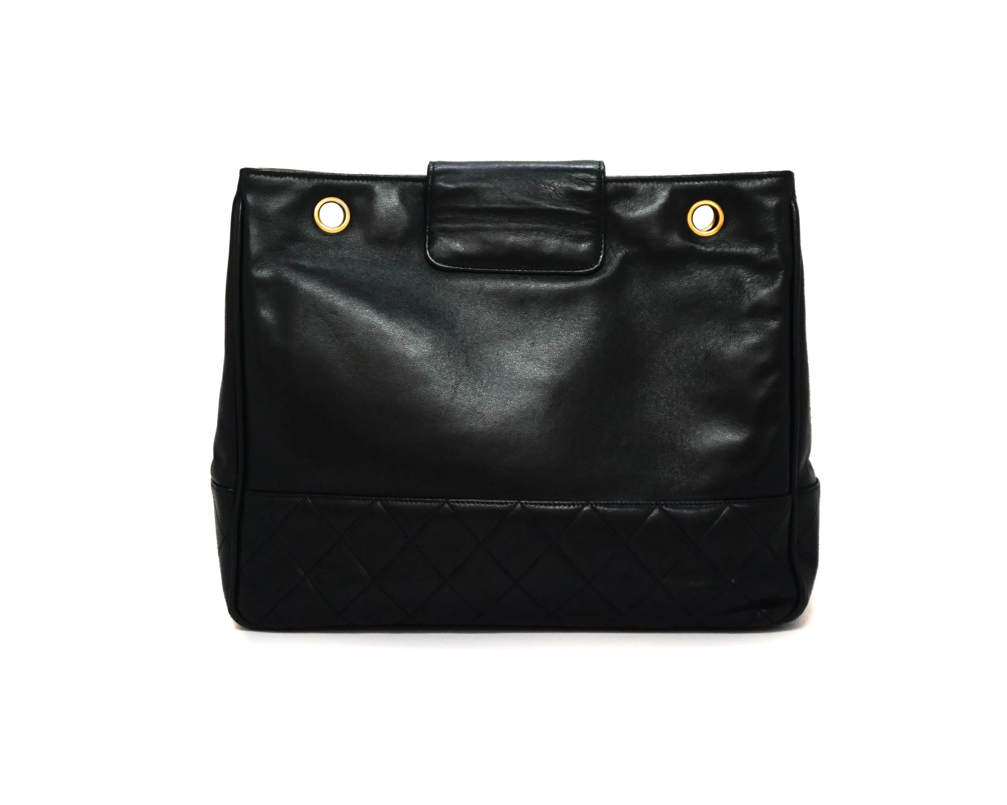 Chanel Vintage Black Circle Charm Large Tote