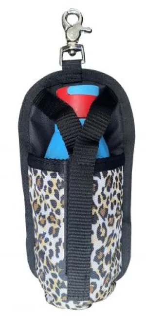 Cheetah print nylon bottle holder with scissor snap attachment