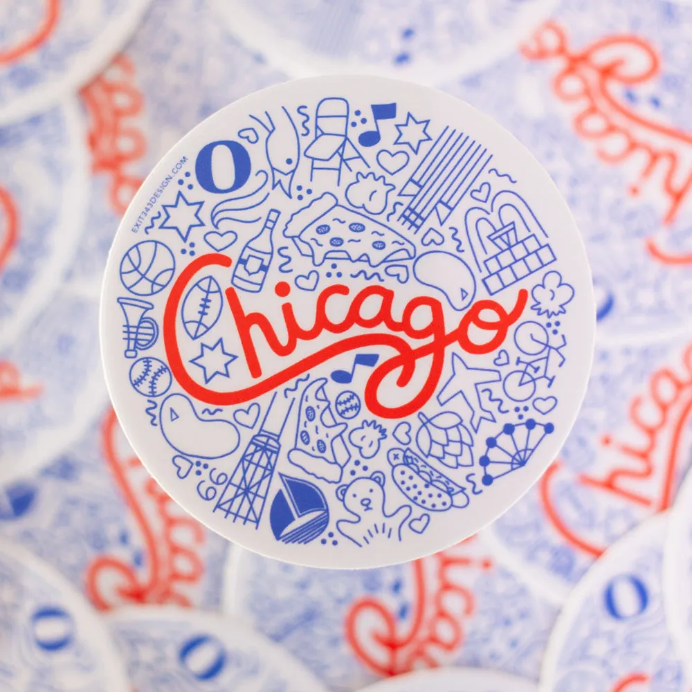 Chicago sticker, Chicago icons vinyl sticker, The Windy City sticker