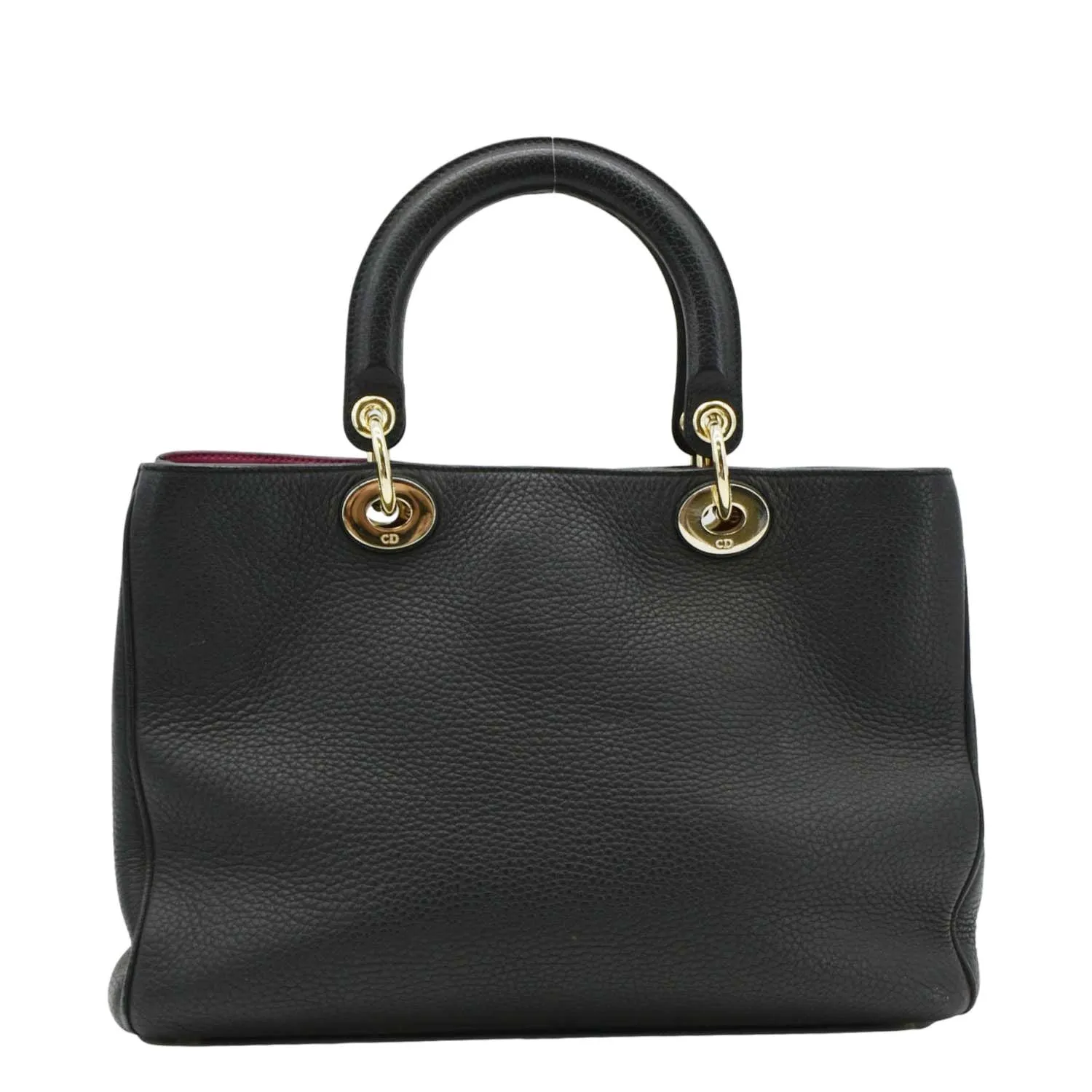 CHRISTIAN DIOR Diorissimo Leather Tote Shoulder  Bag Black