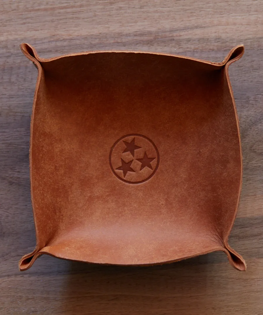 Cognac Leather Catch All Tray