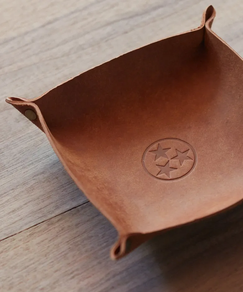 Cognac Leather Catch All Tray