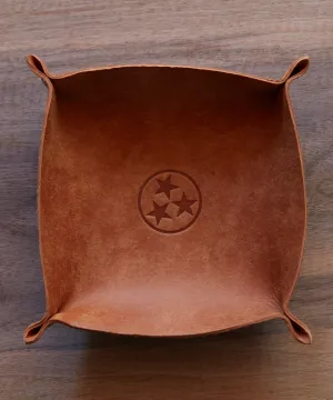 Cognac Leather Catch All Tray