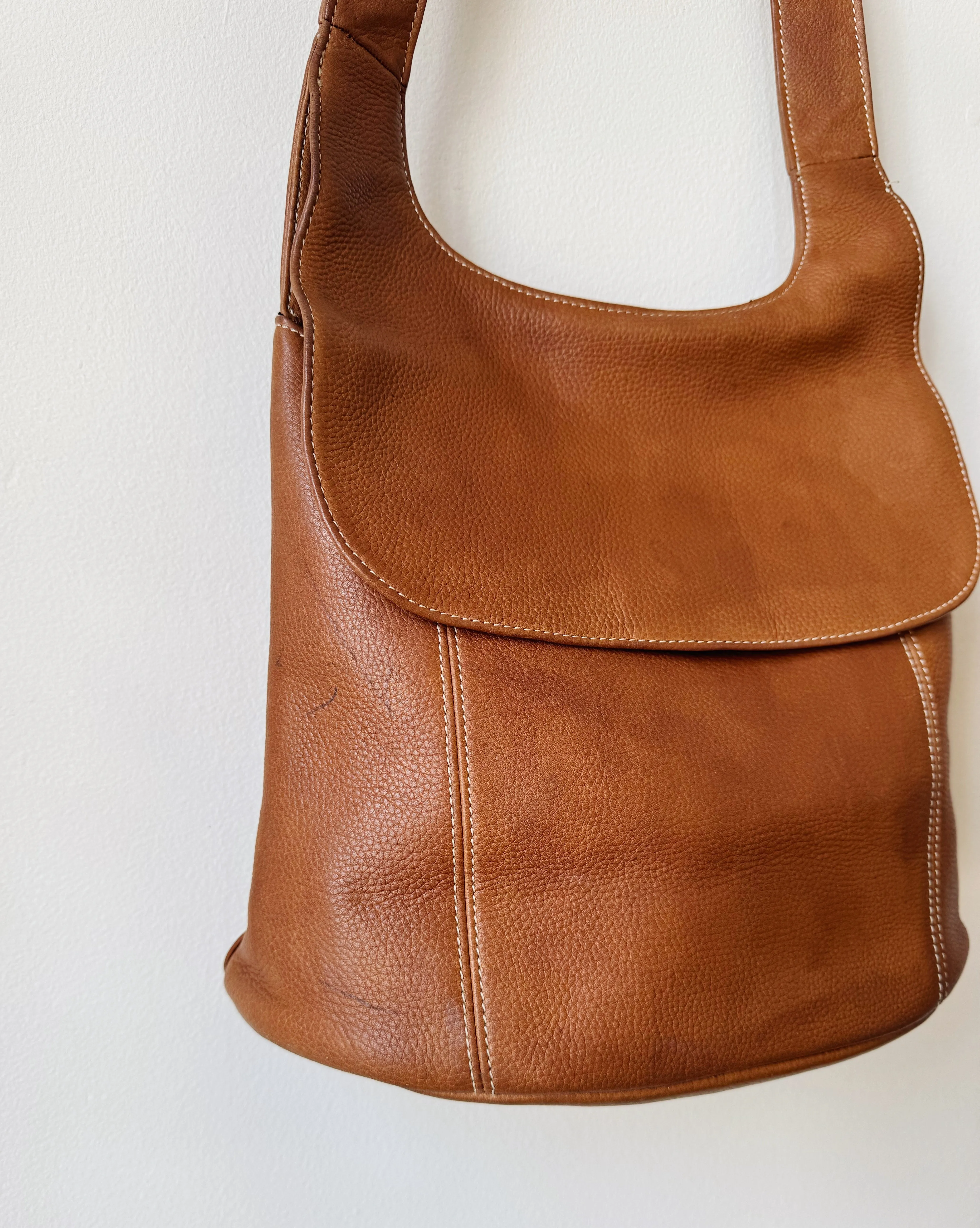 Cognac Leather Shoulder Bag