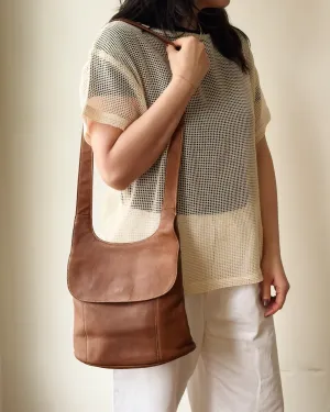 Cognac Leather Shoulder Bag