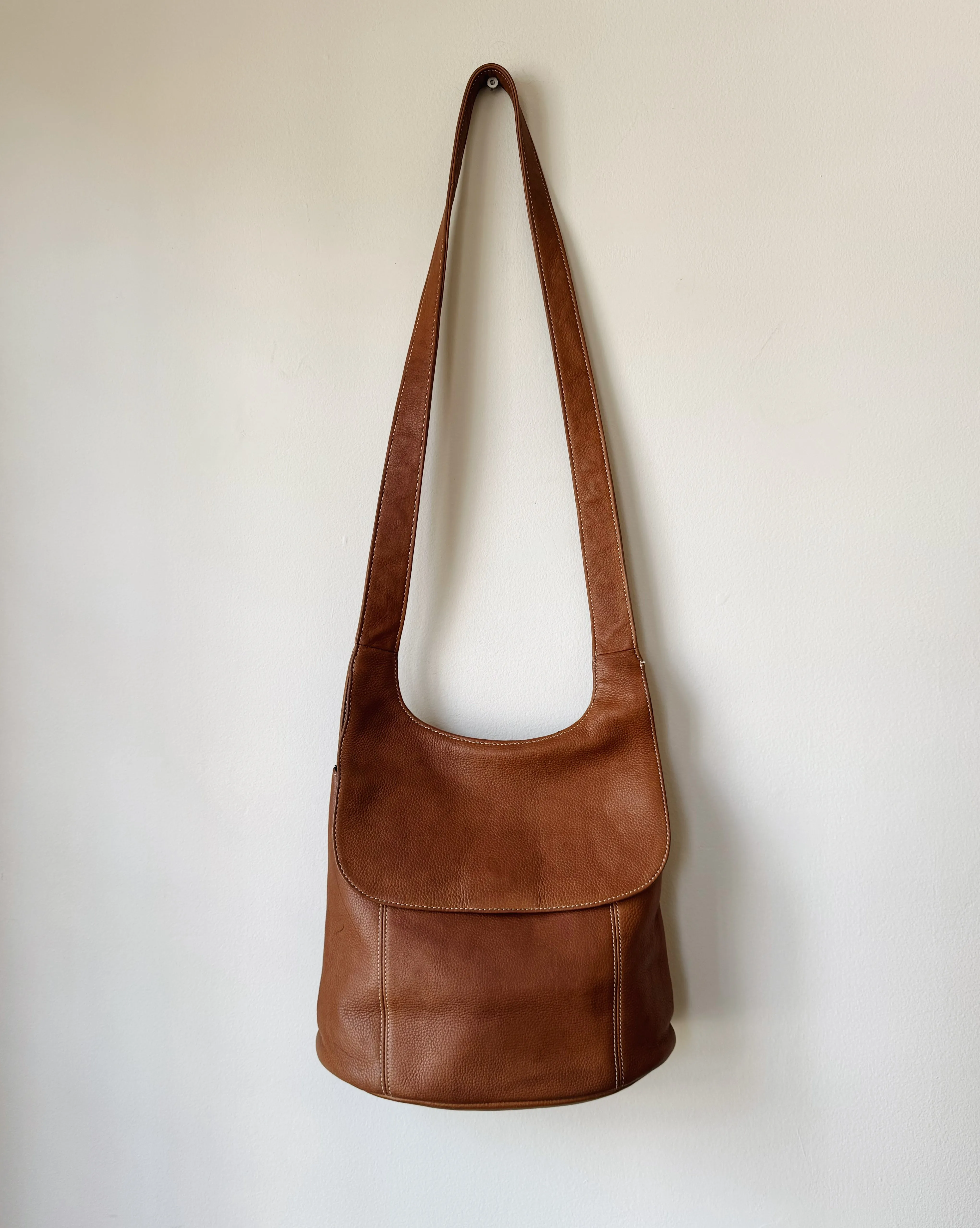 Cognac Leather Shoulder Bag