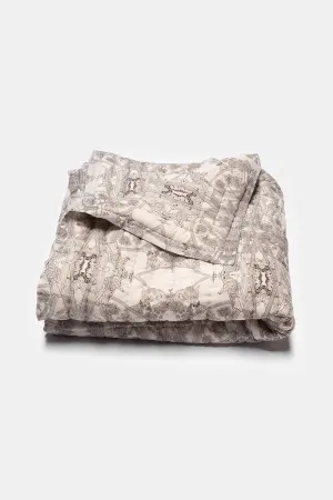Cotton Hand-stitched Quilt in Dove and Dark Chocolate Botanicus