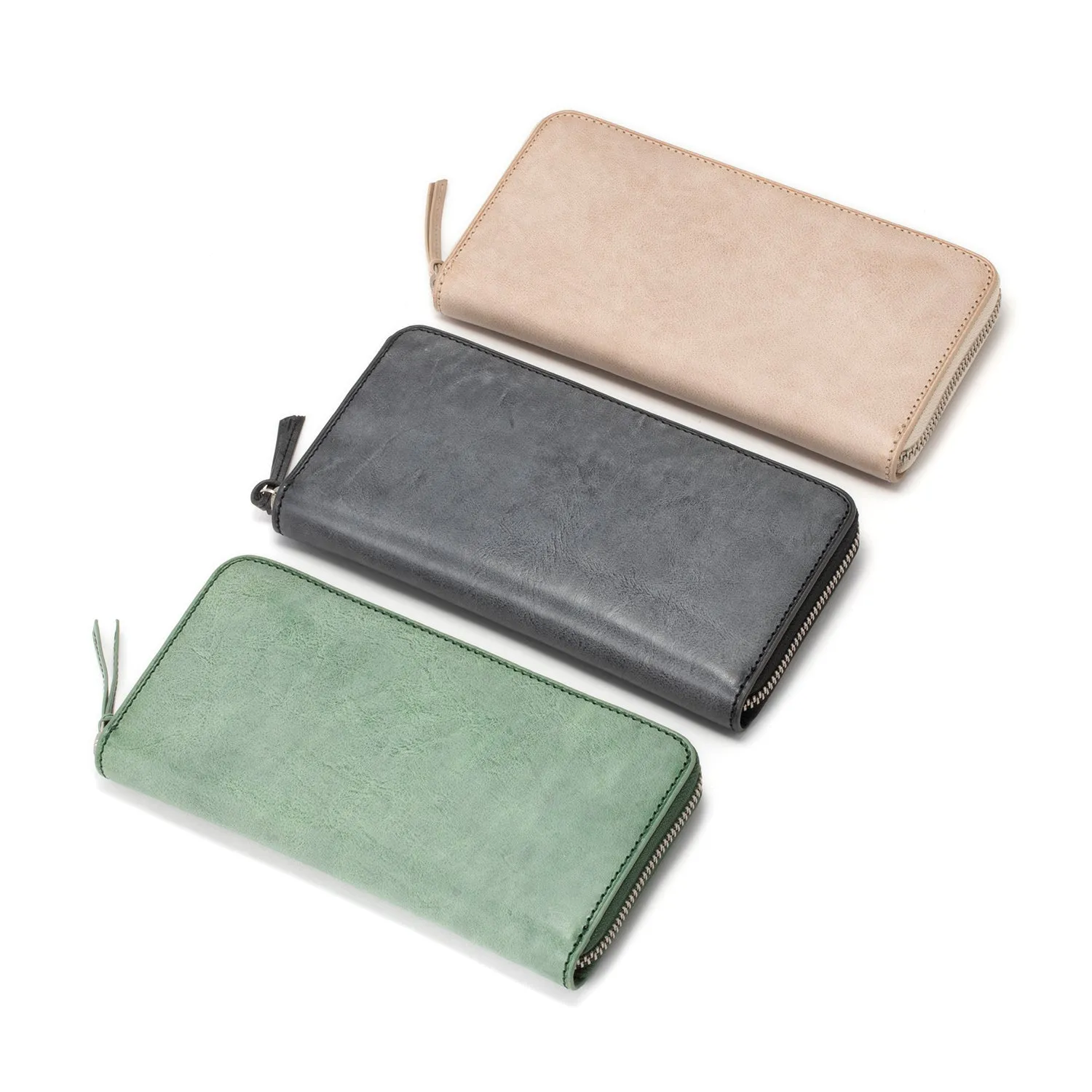 CRONY. | クルニー　Long Round Zip Wallet(white waxed)