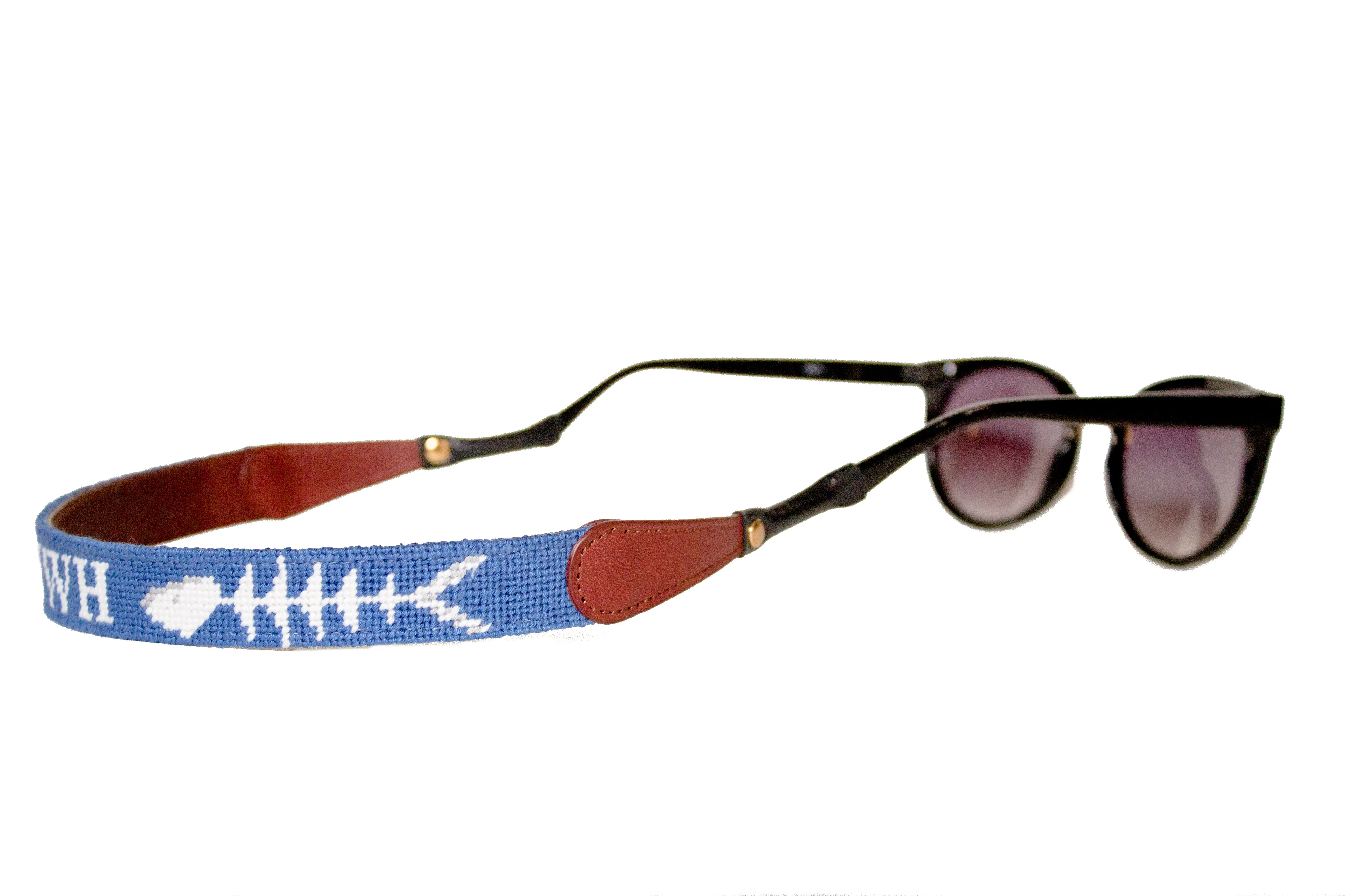 Custom Bonefish on Blue Needlepoint Sunglass Straps