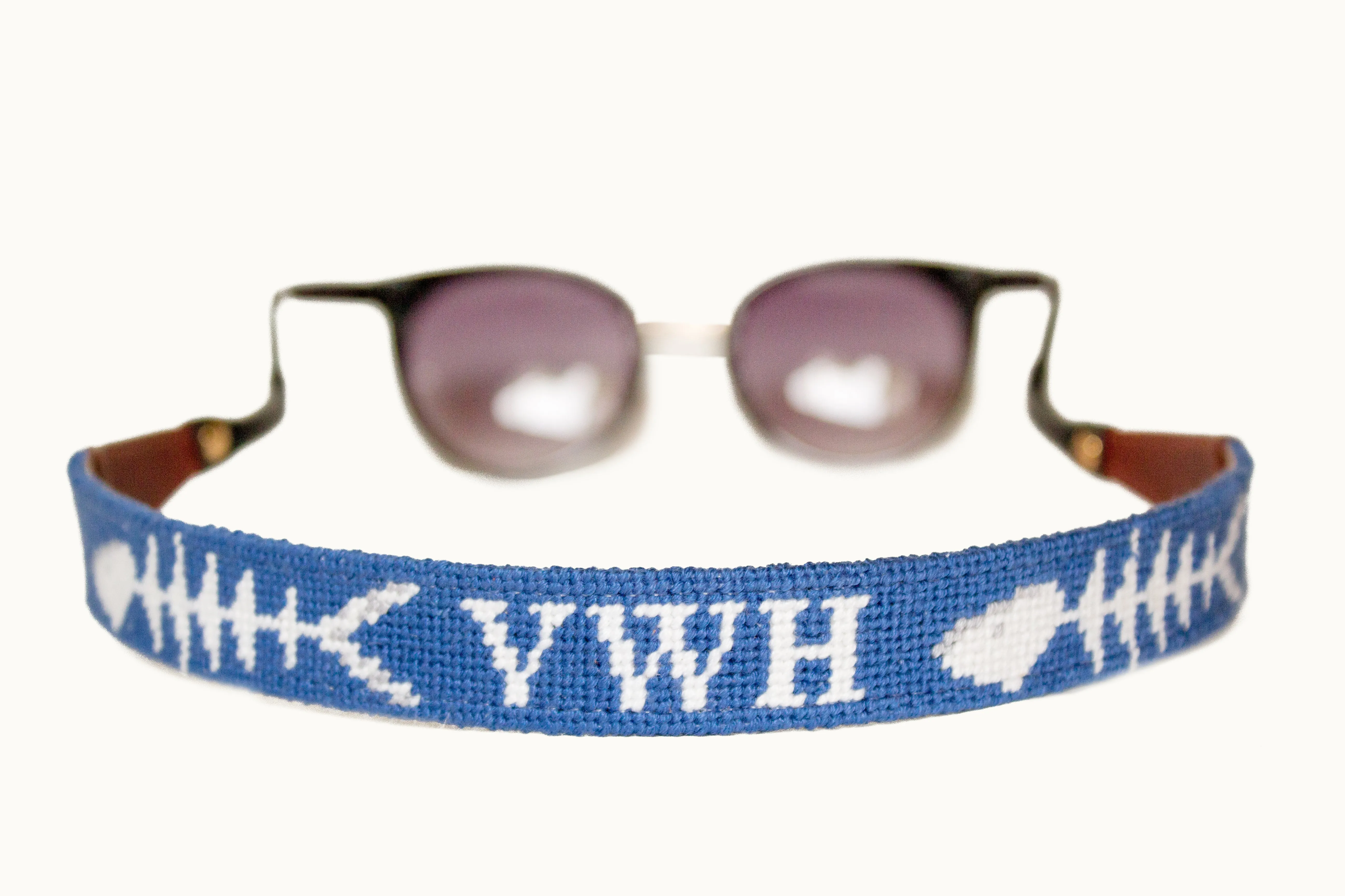 Custom Bonefish on Blue Needlepoint Sunglass Straps