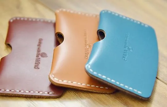 CUTE PERSONALIZED Women Card Holder Pouch HANDMADE LEATHER MONOGRAMMED GIFT CUSTOM Card Wallet Holder