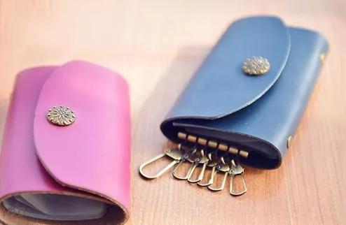 CUTE Women Card Keys Holder Pouch HANDMADE LEATHER PERSONALIZED MONOGRAMMED GIFT CUSTOM Key Wallet Holder