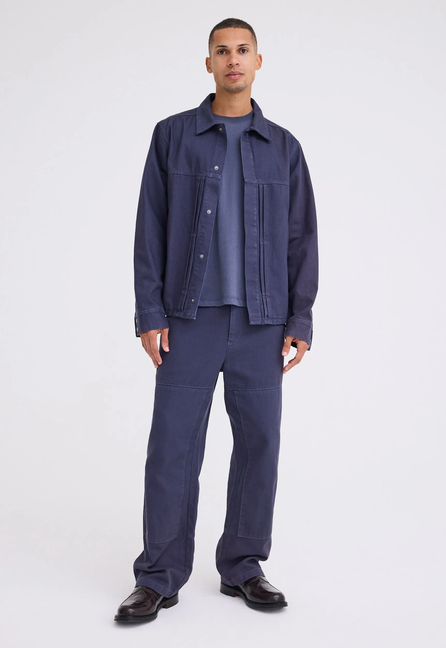 Damien Pleated Denim Jacket - Sly Blue