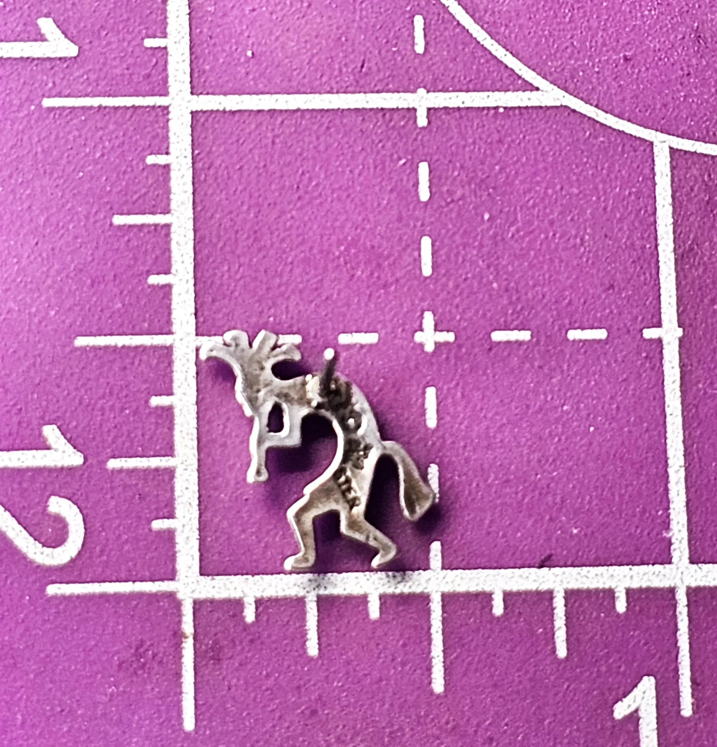 Dancing Kokopelli Vintage Native American signed Sterling Silver stud Earrings