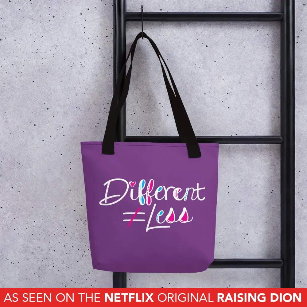 Different Does Not Equal Less (As Seen on Netflix's Raising Dion) Purple Tote bag