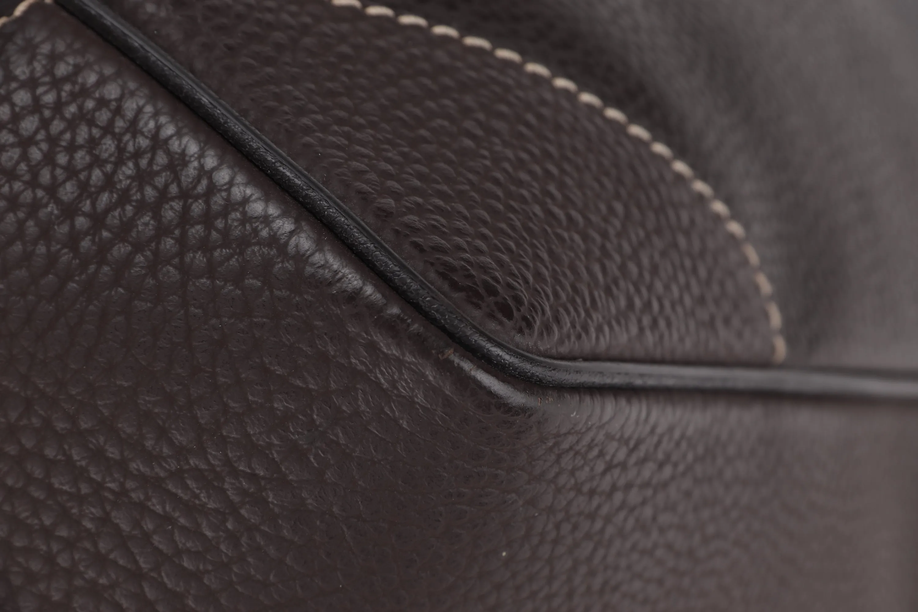 DUNHILL BROWN GRAIN LEATHER SHOULDER TOTE, WITH CARD, NO DUST COVER