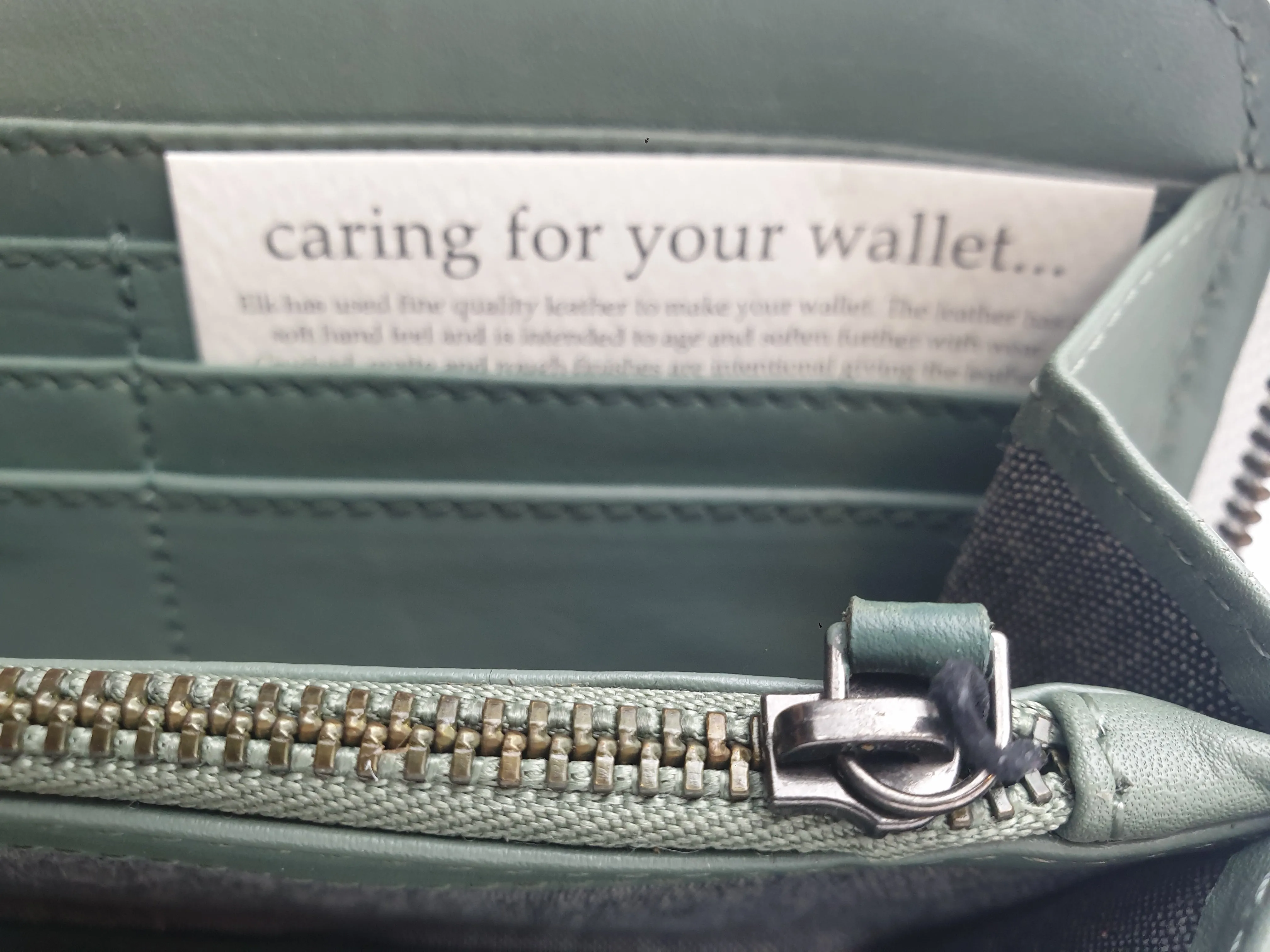 Elk green leather wallet / purse