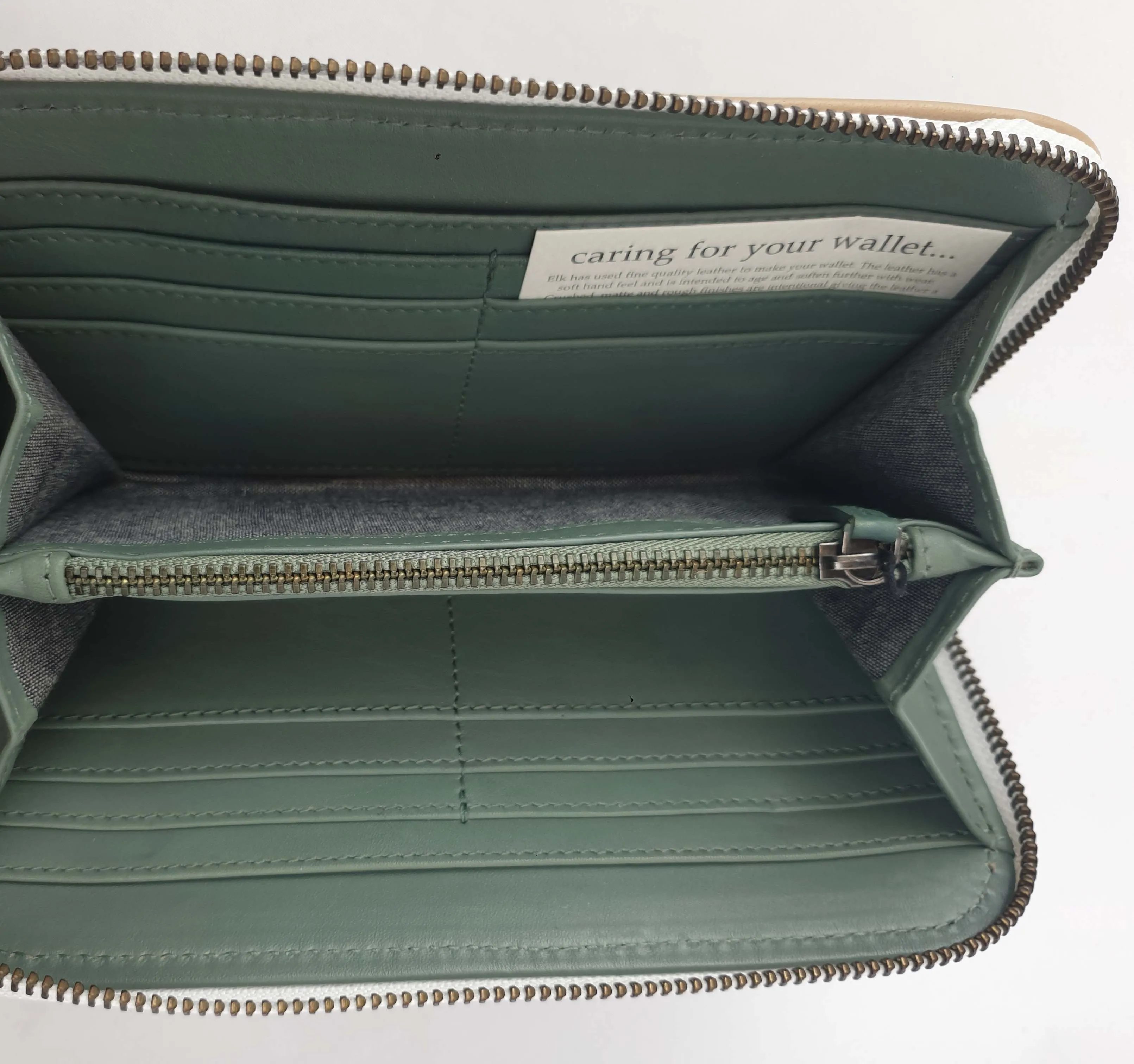 Elk green leather wallet / purse