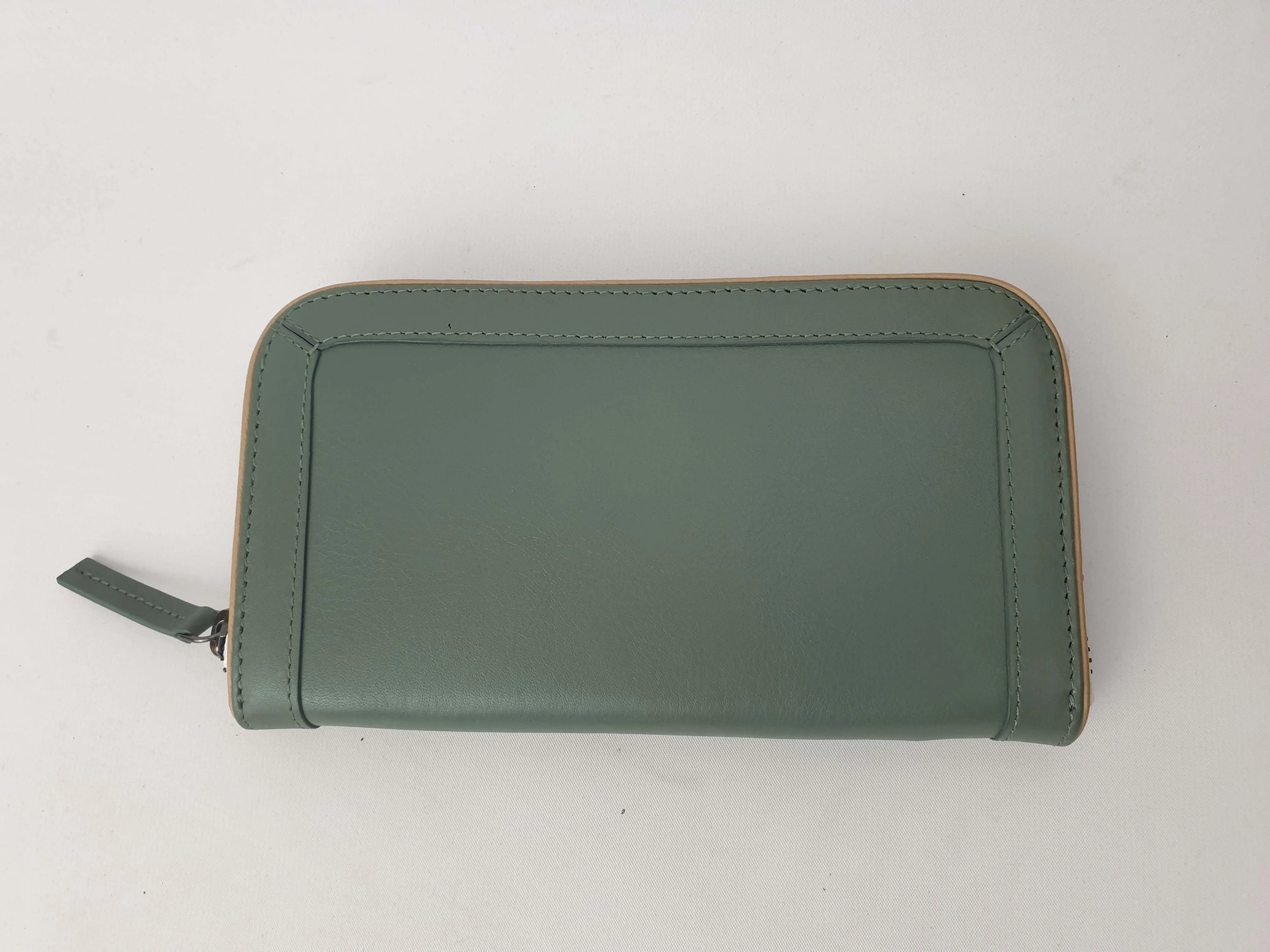 Elk green leather wallet / purse