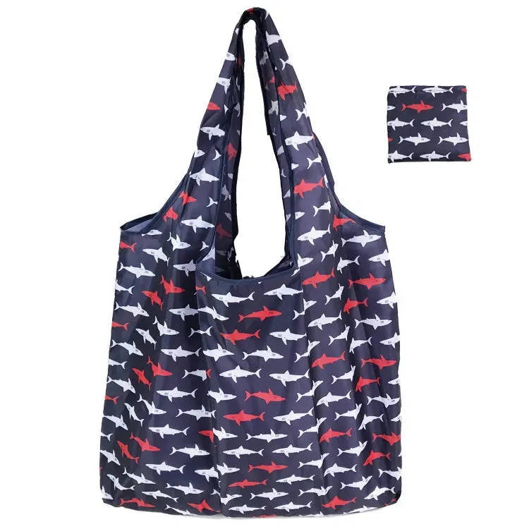 Fashion Print Foldable Eco-Friendly Shopping Bag Tote Folding Pouch Handbags Convenient Large-capacity for Travel Grocery Bag