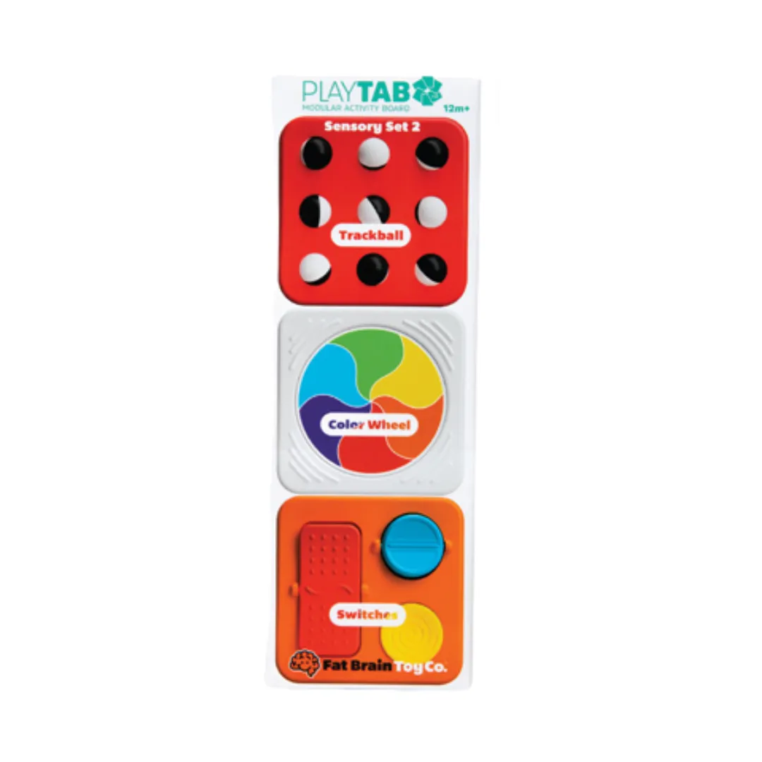 Fat Brain Toy - Play Tab 3pk Tiles - Tracker Ball, Color Wheel, and Switches