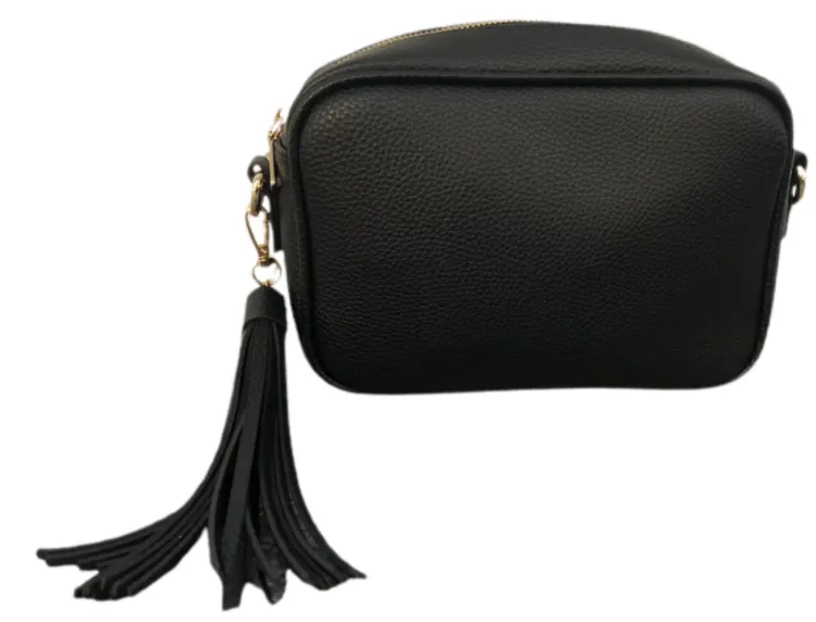Faux Suede or Pebbled "Leather" Small Tassel Bag - No Strap