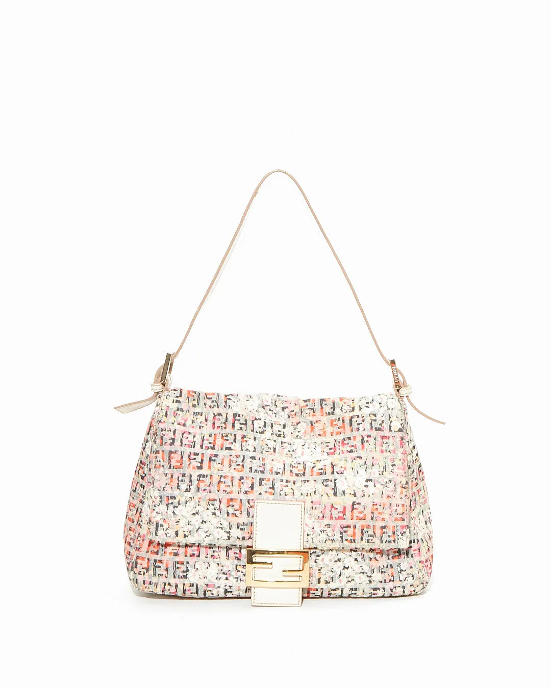 Fendi Floral Multi Color Zucchino Canvas Mama Forever Shoulder Bag