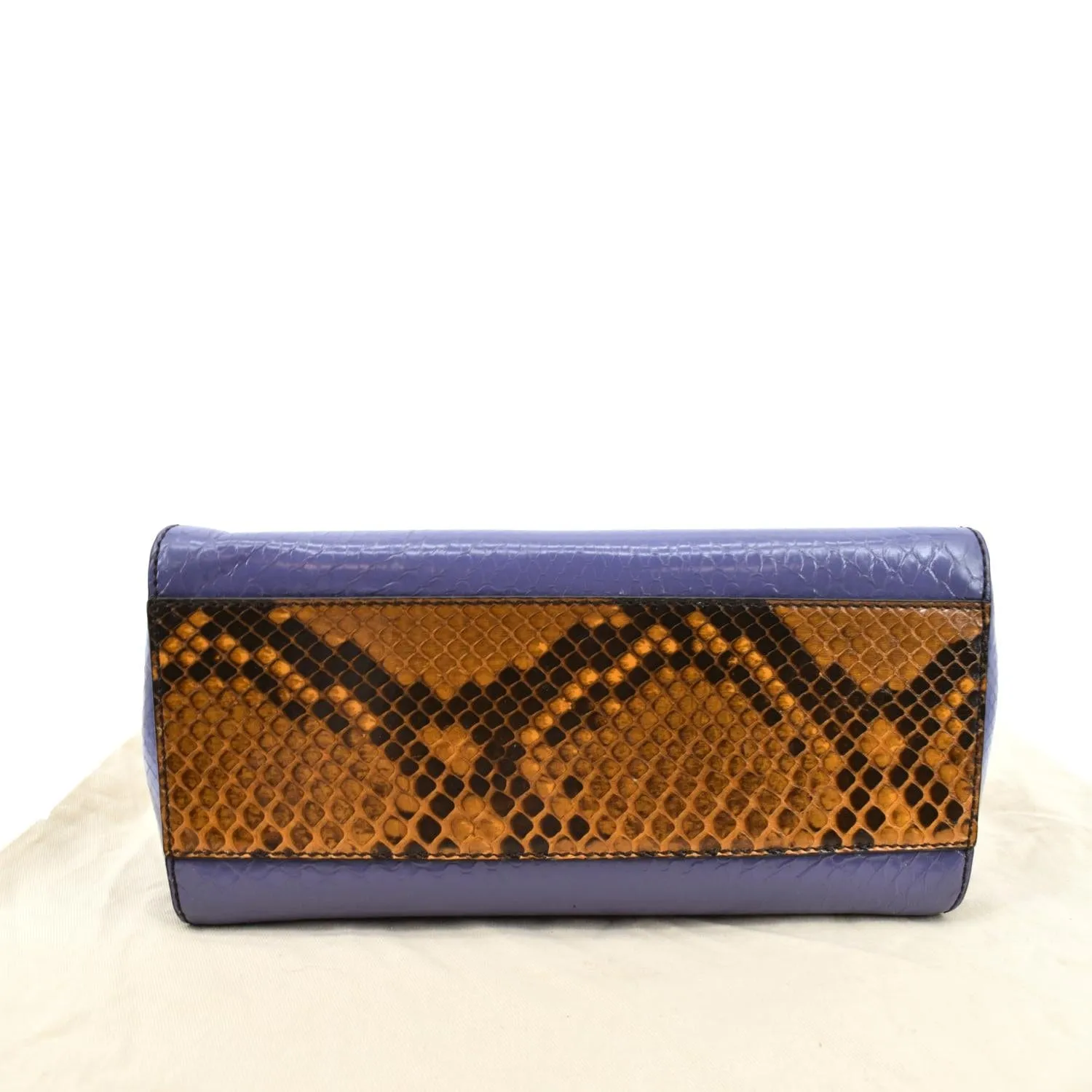 FENDI Peekaboo Mini Python Leather Shoulder Bag Brown