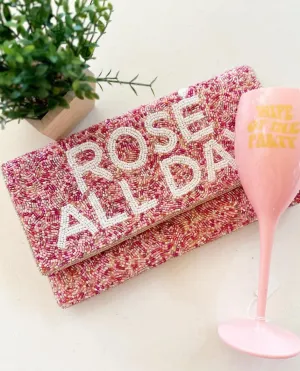 FINAL SALE Rose All Day Pink Clutch Purse