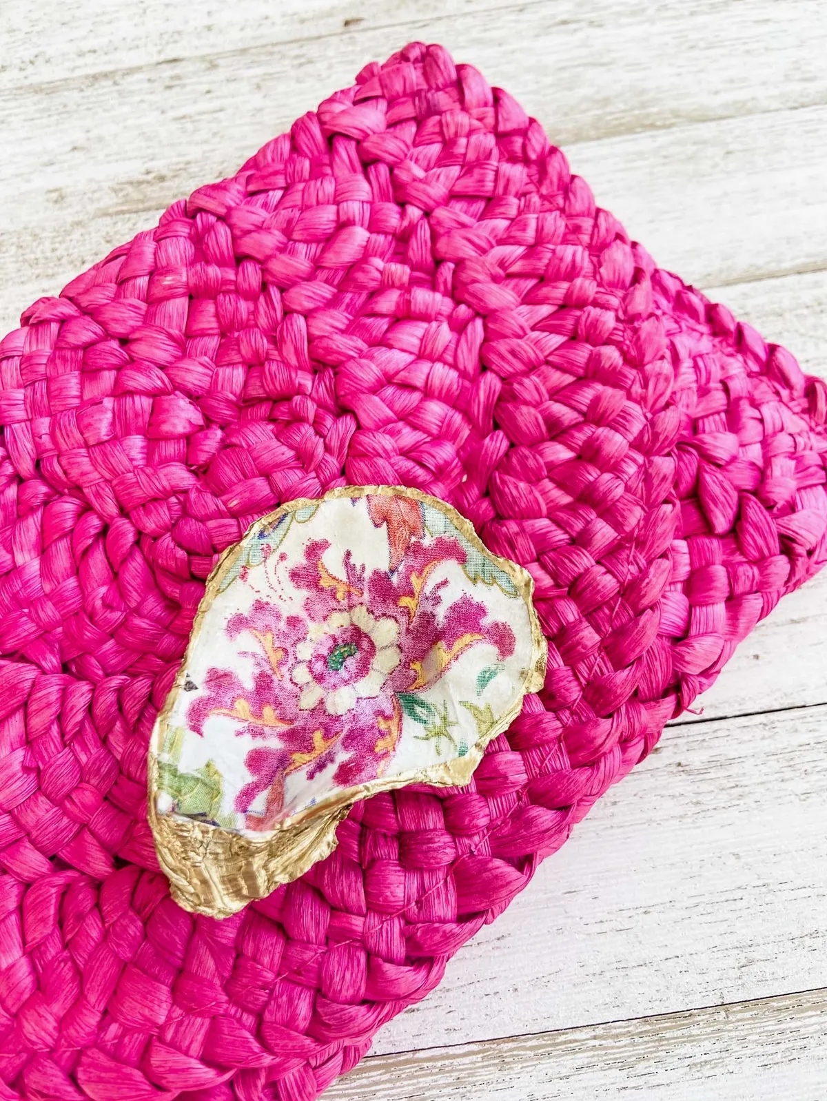 Floral Oyster Shell Clutch