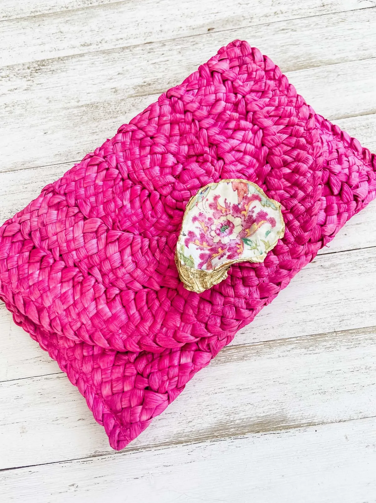 Floral Oyster Shell Clutch