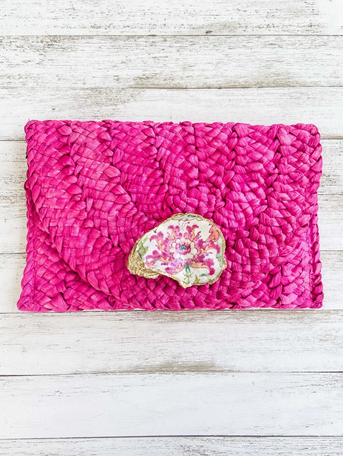 Floral Oyster Shell Clutch