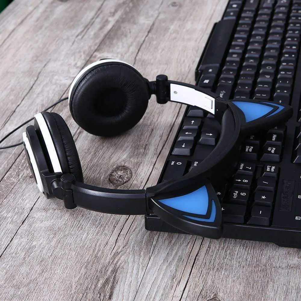 Foldable Flashing Glowing Cat Ear Headphones
