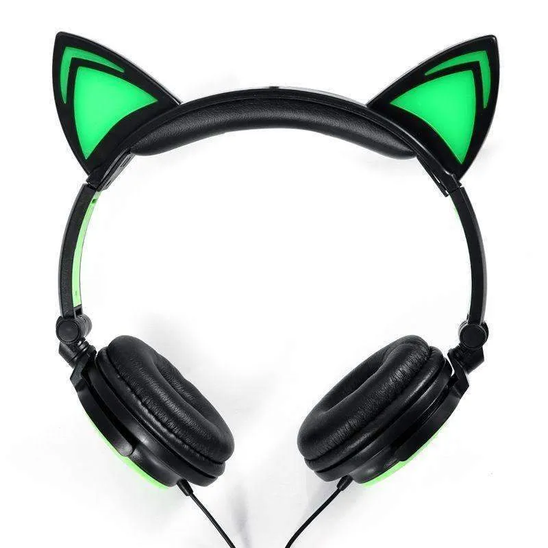 Foldable Flashing Glowing Cat Ear Headphones