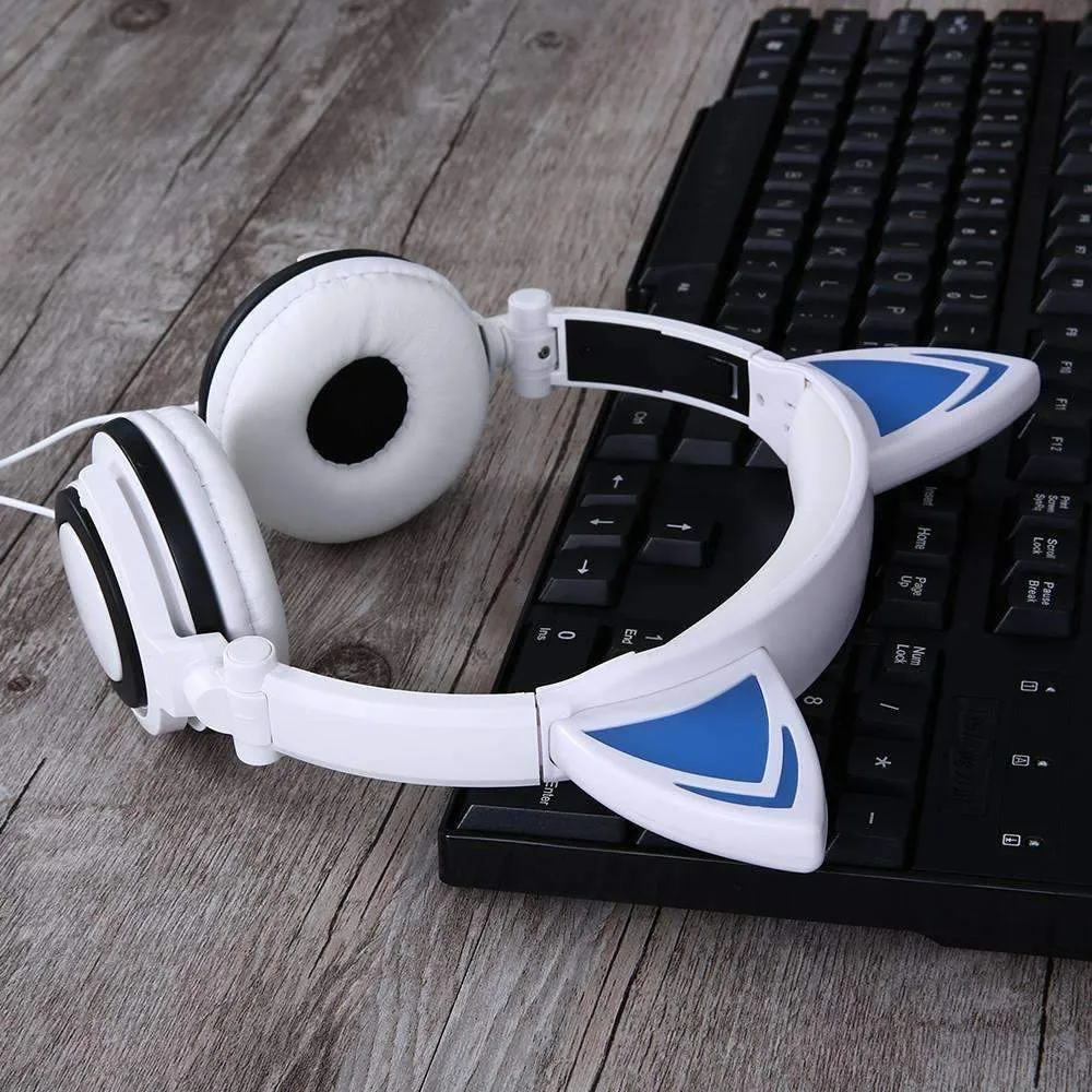 Foldable Flashing Glowing Cat Ear Headphones