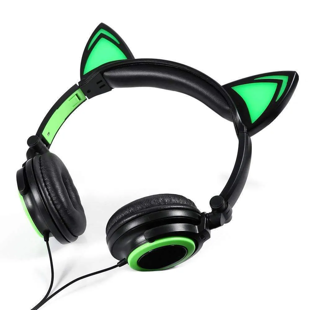 Foldable Flashing Glowing Cat Ear Headphones