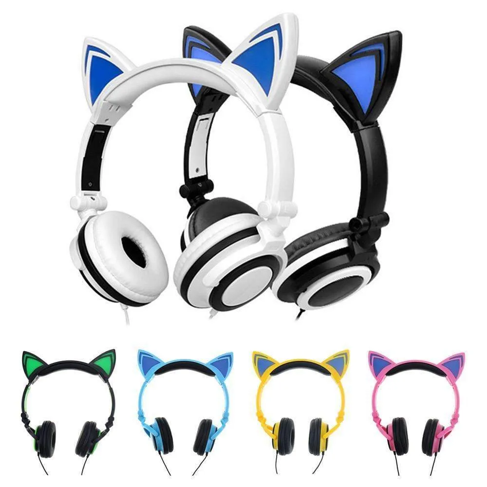 Foldable Flashing Glowing Cat Ear Headphones