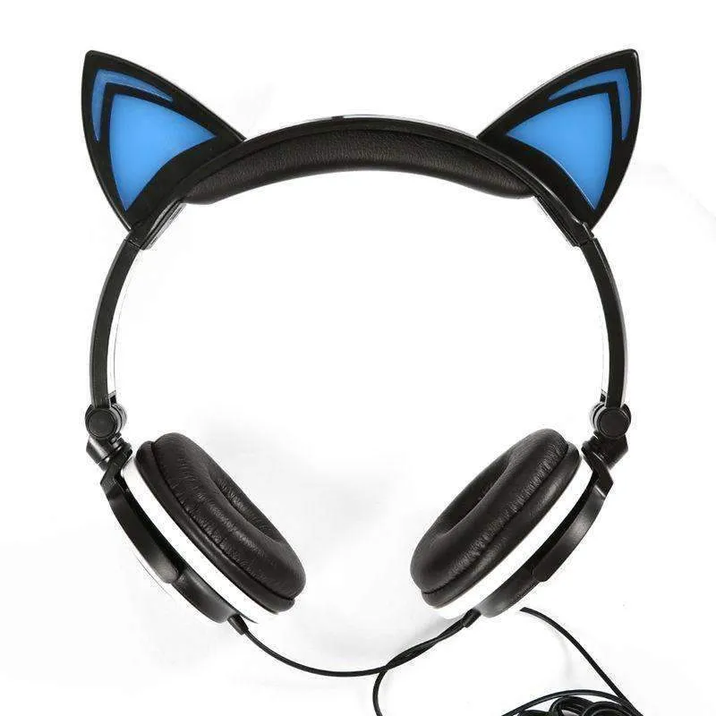 Foldable Flashing Glowing Cat Ear Headphones