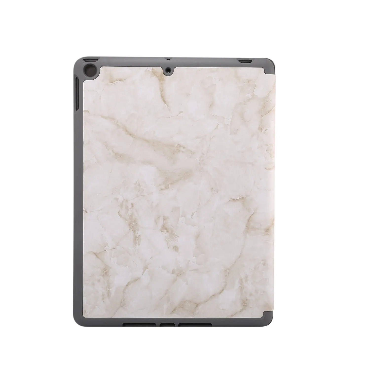 For iPad Pro 10.2 2019 Tablet Cover Marbling Pattern PU Leather Pen Loops Anti-fall Anti-scrach Anti-slip Protect Shell Tri-fold Tablet Case blue
