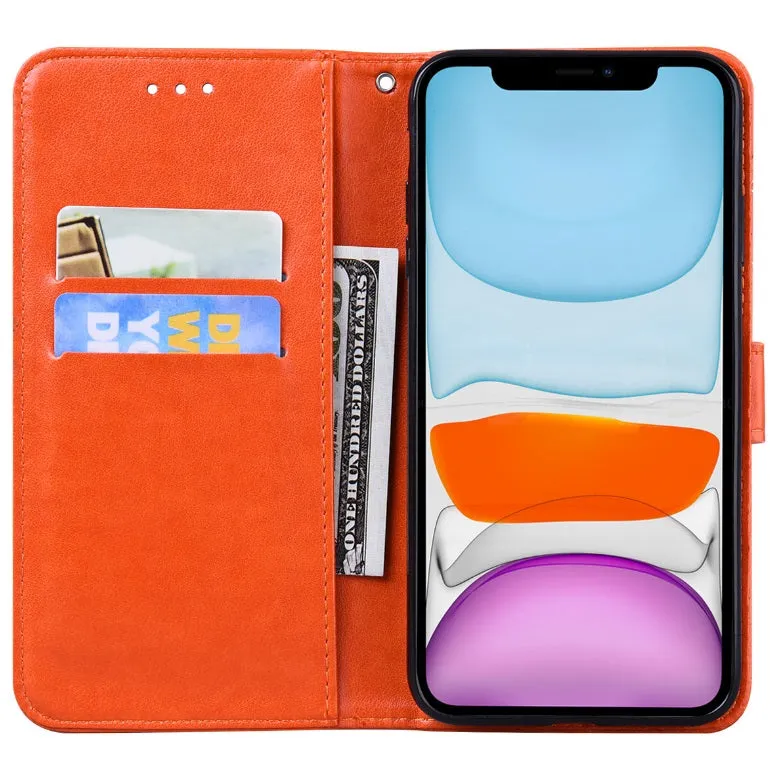 For iPhone12 mini Phone Case 5.4 Inches Card Slot Phone Bracket Mobile Phone Cover Pink