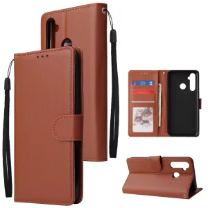 For OPPO Realme 5 Rro Cellphone Cover Buckle Closure Cards Holder Wallet Design Stand Function PU Leather Smart Shell Overall Protection  brown