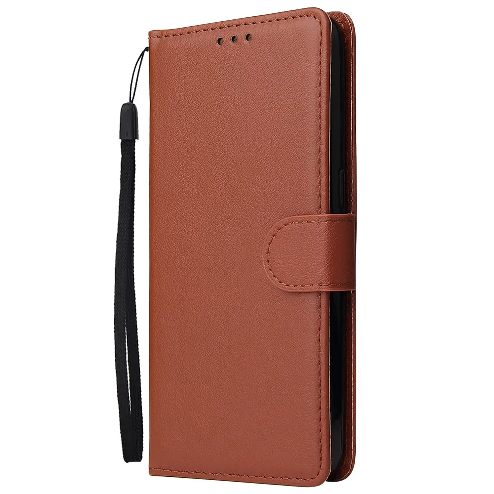For OPPO Realme 5 Rro Cellphone Cover Buckle Closure Cards Holder Wallet Design Stand Function PU Leather Smart Shell Overall Protection  brown