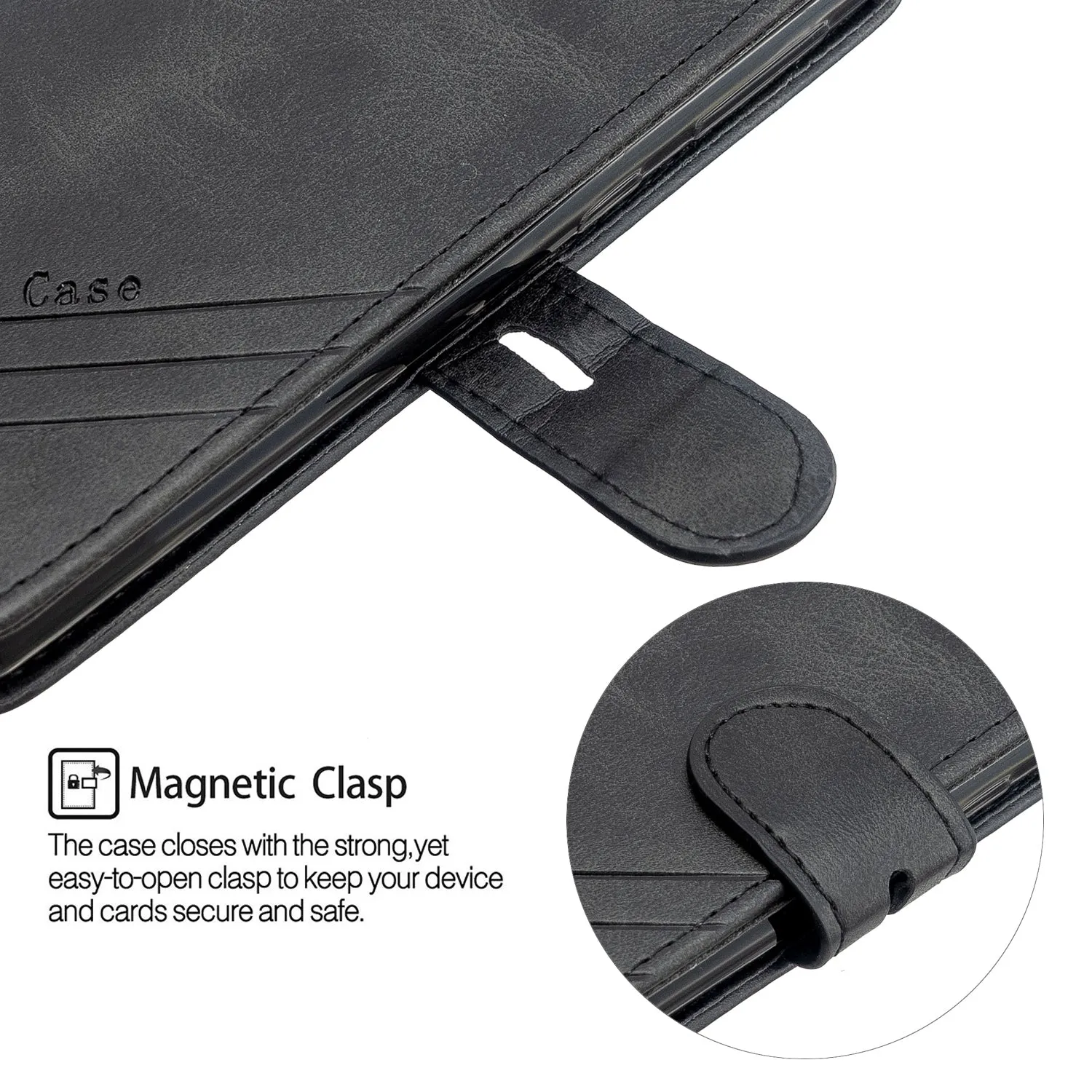 For Samsung A51/A71/M30S Case Soft Leather Cover with Denim Texture Precise Cutouts Wallet Design Buckle Closure Smartphone Shell  black