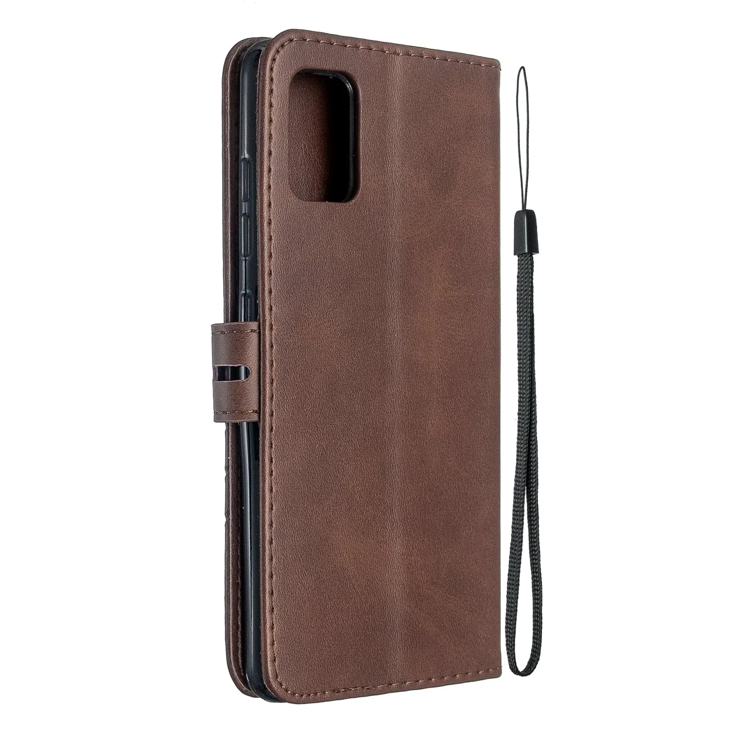 For Samsung A51/A71/M30S Case Soft Leather Cover with Denim Texture Precise Cutouts Wallet Design Buckle Closure Smartphone Shell  brown