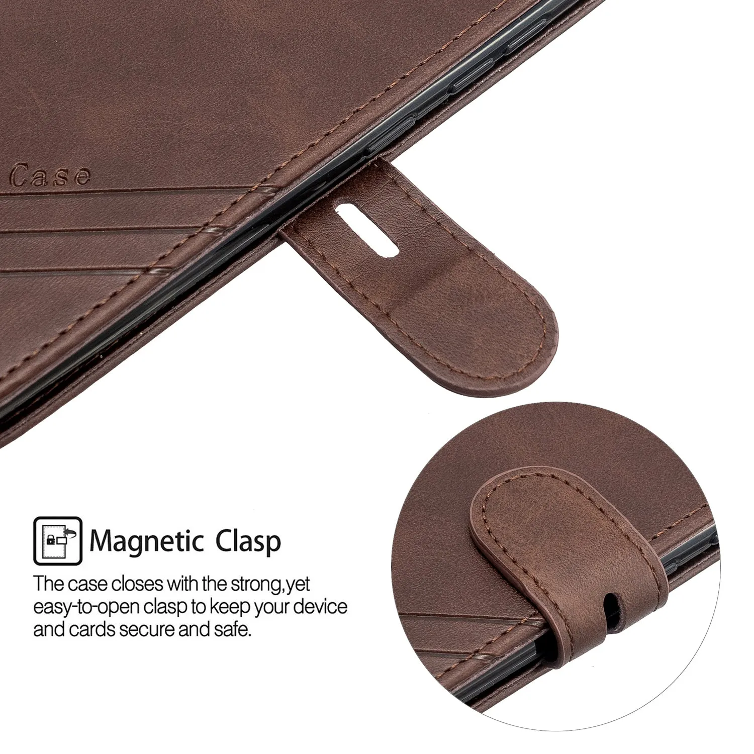 For Samsung A51/A71/M30S Case Soft Leather Cover with Denim Texture Precise Cutouts Wallet Design Buckle Closure Smartphone Shell  brown