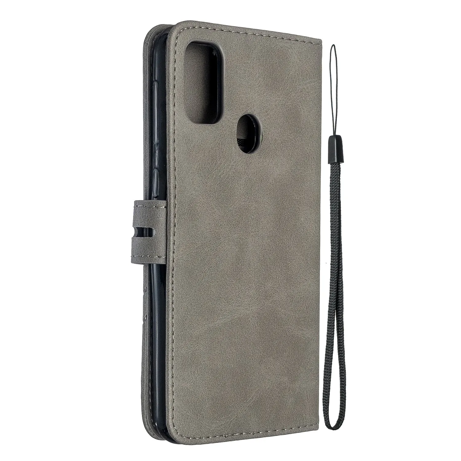 For Samsung A51/A71/M30S Case Soft Leather Cover with Denim Texture Precise Cutouts Wallet Design Buckle Closure Smartphone Shell  gray