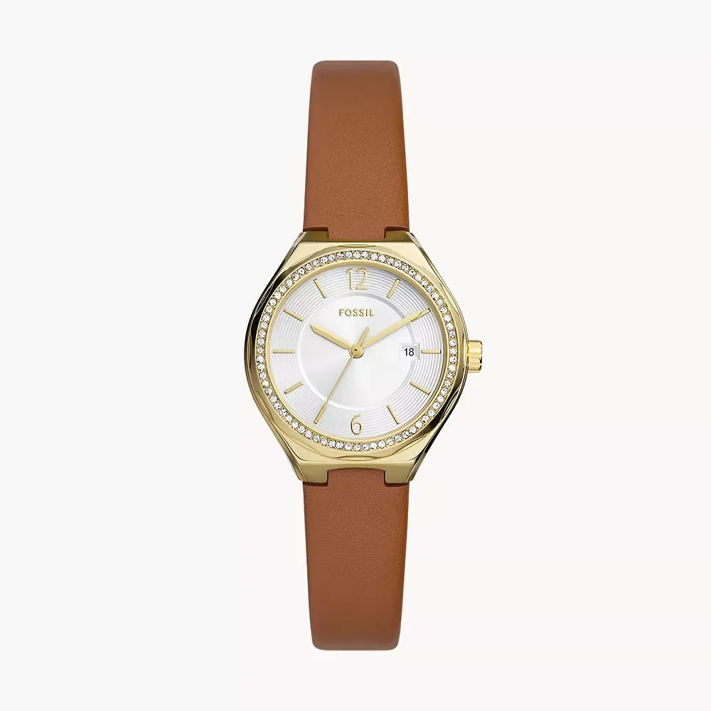 Fossil Eevie Gold Pro-Planet Leather Women's Watch