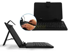Funda Teclado Para Tablet Quantum Negro Liso