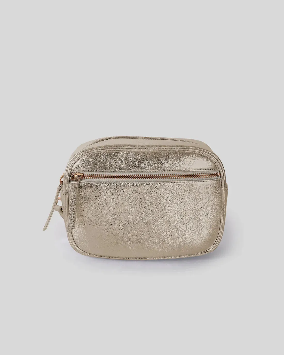 GABEE: AURORA METALLIC X/BODY BAG - CHAMPAGNE
