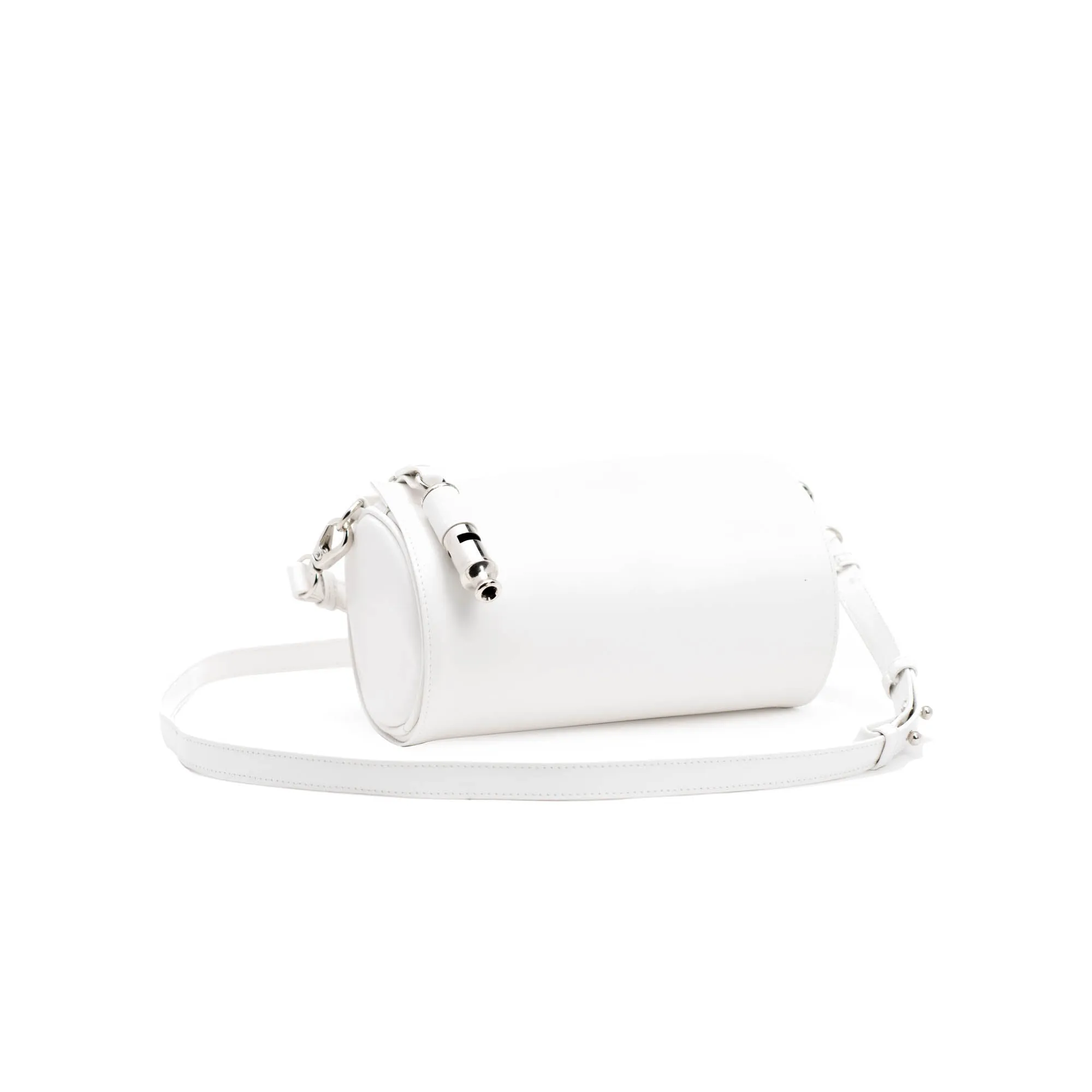 Gamechanger Barrel Solid White Lambskin 5-In-1 Convertible Handbag